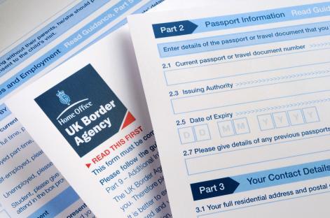 UK Border Agency visa application form.