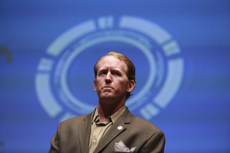 Robert O'Neill, former U.S. Navy SEAL, speaking at an awards ceremony.