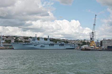 Royal Navy ship at HMS Drake maintenance depot.