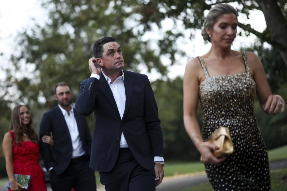 Captain Keegan Bradley of Team United States and his wife Jillian Bradley at the Ryder Cup Teams' Welcome Dinner.