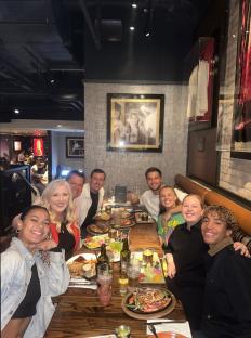Group of friends dining at a restaurant.