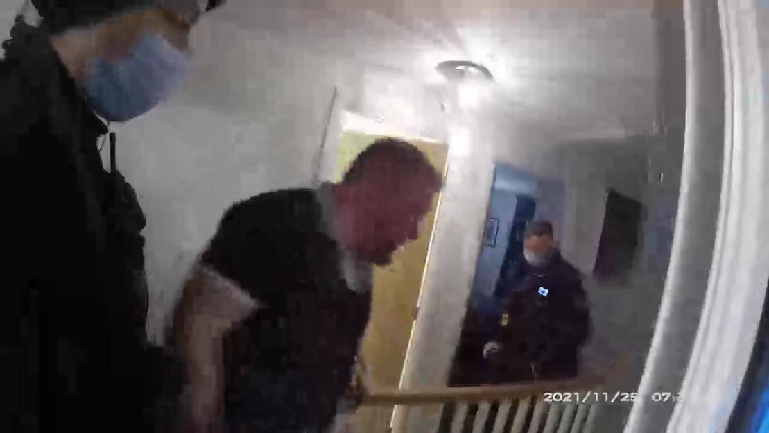 Video grab of builder Mark Killick's arrest for fraud.