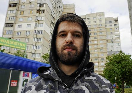 Portrait of Vadim Medvediuk in Saltivka, near Kharkiv, Ukraine.
