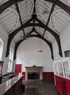 Interior of a former first-class railway station waiting room, to be converted into a pub.