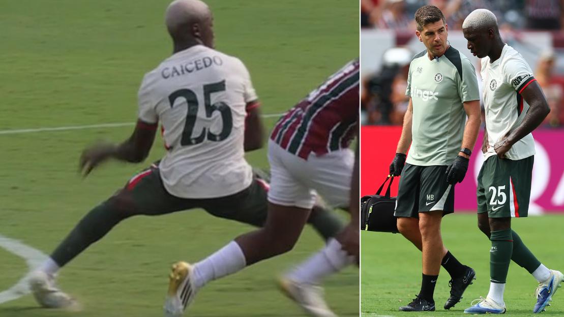 Moises Caicedo hands Chelsea injury scare just days before Club World Cup final after he limps off vs Fluminense