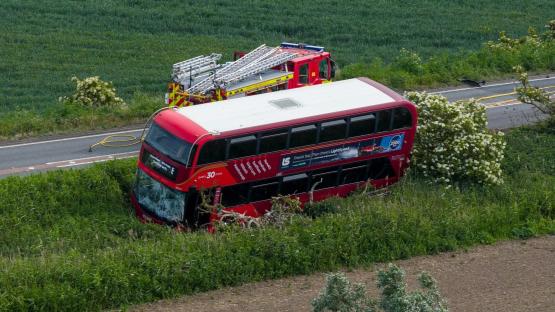 Driver dies after car and double-decker bus collide in A47 crash with 7 mile-stretch of road closed