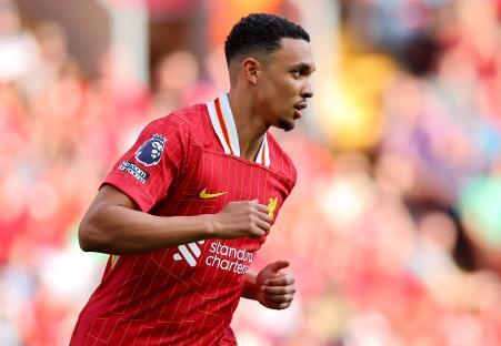 Trent Alexander-Arnold of Liverpool during a soccer match.