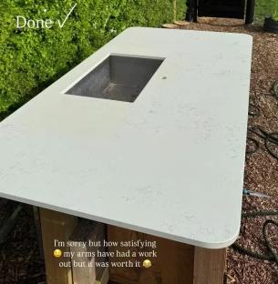Refurbished outdoor kitchen countertop.