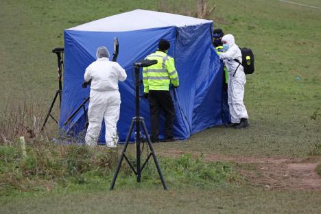 Police investigators at a crime scene.