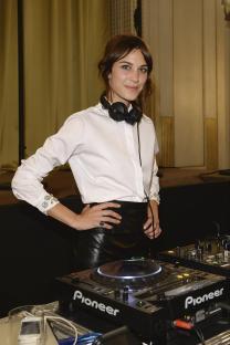 Alexa Chung DJing at a Bulgari event.