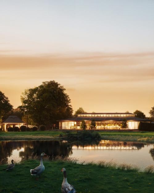 High House Essex wedding venue at dusk.