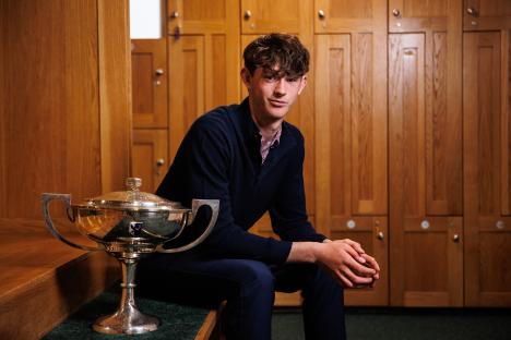 Dylan Holmes, winner of the West of Ireland Men's Amateur Open, with the trophy.