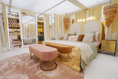 The Love Island villa bedroom.