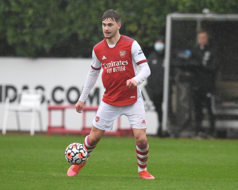 Billy Vigar of Arsenal playing during an U18 Premier League South match.