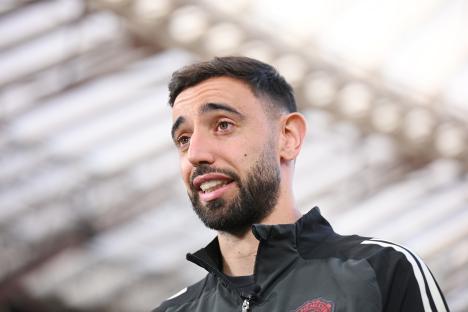 Bruno Fernandes of Manchester United giving an interview.