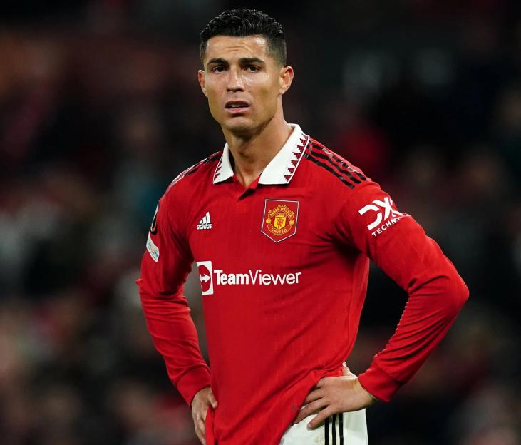 Cristiano Ronaldo in Manchester United uniform.