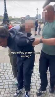 A failed Apple Pay prank resulting in injury.