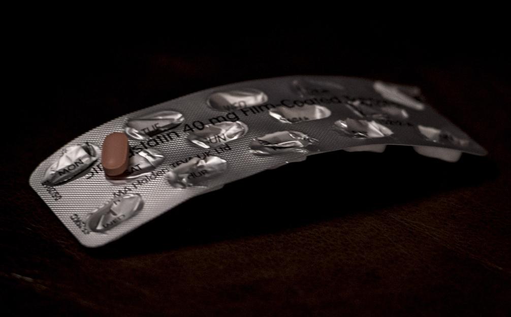 Statin pill in a partially used blister pack.