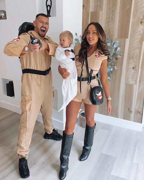 Charlotte Crosby and her family dressed as Ghostbusters for Halloween.