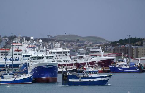 Fishing boats in Lerwick harbor.