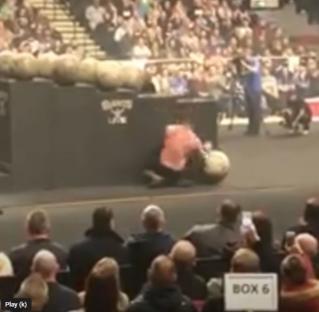 Strongman competitor injured during competition.