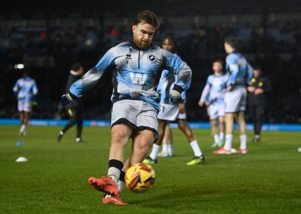 Aaron Connolly of Millwall warming up before a soccer match.