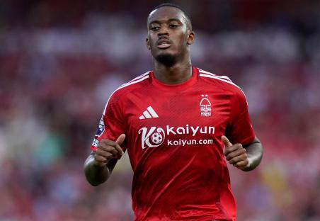 Callum Hudson-Odoi of Nottingham Forest in a soccer match.