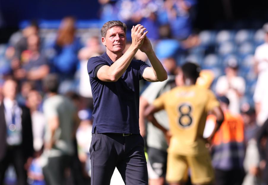 Oliver Glasner, Crystal Palace manager, applauding.