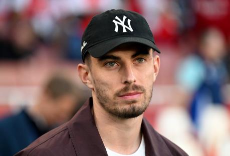 LONDON, ENGLAND - APRIL 29: Kai Havertz of Arsenal, who is currently recovering from an injury, looks on prior to the UEFA Champions League 2024/25 Semi Final First Leg match between Arsenal FC and Paris Saint-Germain at Emirates Stadium on April 29, 2025 in London, England. (Photo by Stuart MacFarlane/Arsenal FC via Getty Images)