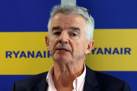 Michael O'Leary, Ryanair Chief Executive, speaking at a press conference.