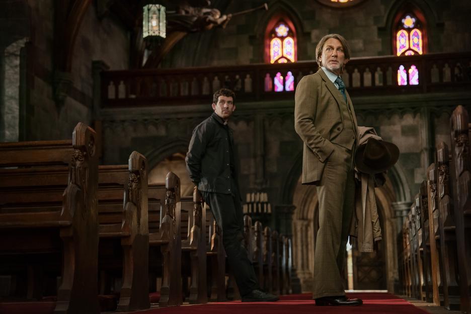 Josh O'Connor and Daniel Craig in *Wake Up Dead Man: A Knives Out Mystery*.