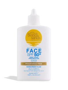 Bondi Sands SPF 50+ fragrance-free face sunscreen fluid.