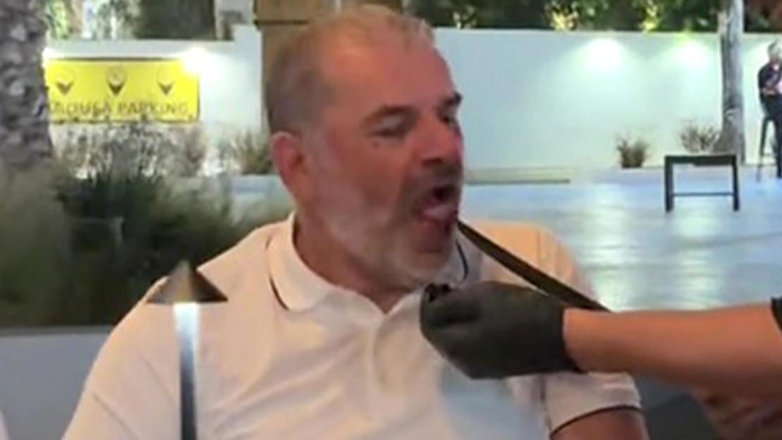 Watch as sacked Tottenham boss Ange Postecoglou ‘lives his best life’ getting hand-fed steak Salt Bae-style