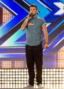 Jake Quickenden singing at X Factor auditions.