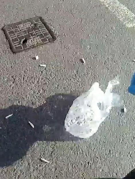 Drugs discarded on the ground.