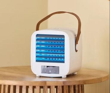 Portable air cooler with LED light.