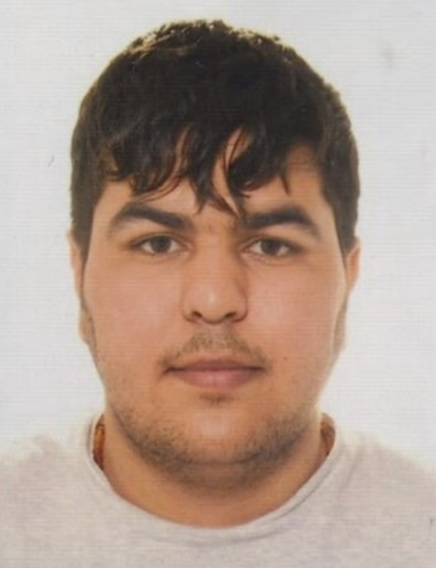 Passport photo of a man with dark hair.