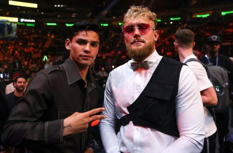 Ryan Garcia and Jake Paul posing for a photo together.