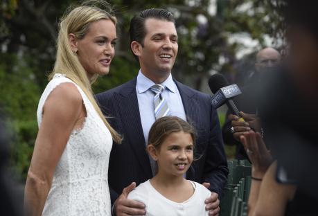 WASHINGTON, DC - APRIL 17: Vanessa Trump, Donald Trump, Jr., and daughter Kai attend the 139th White House Easter Egg Roll at The White House on April 17, 2017 in Washington, DC. (Photo by Leigh Vogel/WireImage,)