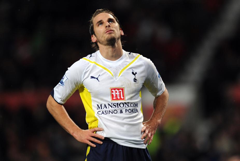 Tottenham Hotspur's English midfielder David Bentley reacting after a missed opportunity.