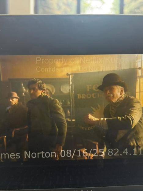 James Norton and his father Hugh Norton on screen.