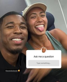Montel McKenzie and Kaz Crossley in a selfie with an "Ask me a question" box.