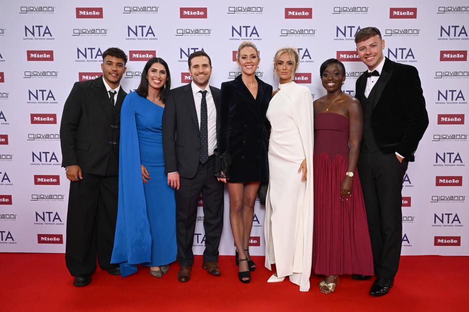 Group photo of eight people at the National Television Awards.