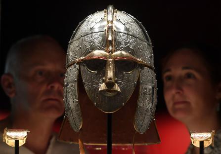 Replica of the Sutton Hoo helmet on display.