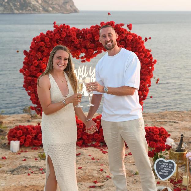 Ella Toone and Joe Bunney engaged in Ibiza.