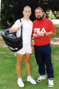 Jelena Dokic and her father Damir at Wimbledon in 1999.