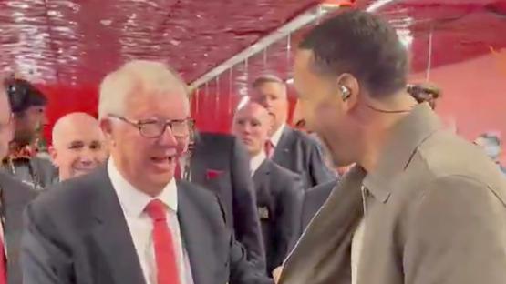 Moment Sir Alex Ferguson rips into Rio Ferdinand just moments after seeing Man Utd legend at Europa League final