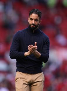 Ruben Amorim, manager of Manchester United, applauding fans.