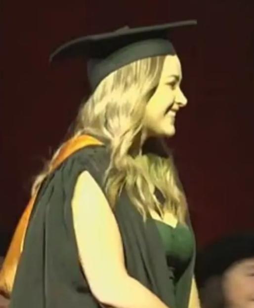 Myah Adams at a University of Waikato graduation ceremony.