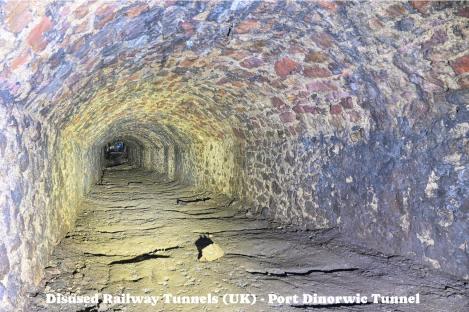 Interior of the Port Dinorwic Tunnel, a disused railway tunnel in the UK.